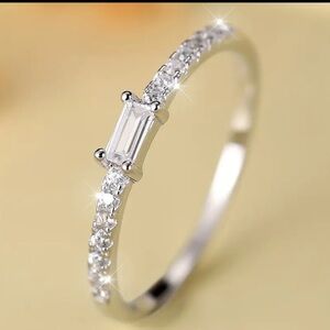 💄Sterling Silver (925) Petite Radiant Cut .25C CZ Diamond Ring
